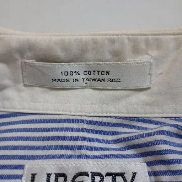 Liberty of London Shirt Mens 15.5 32/33 Blue Stripe Button Up Oxford Casual